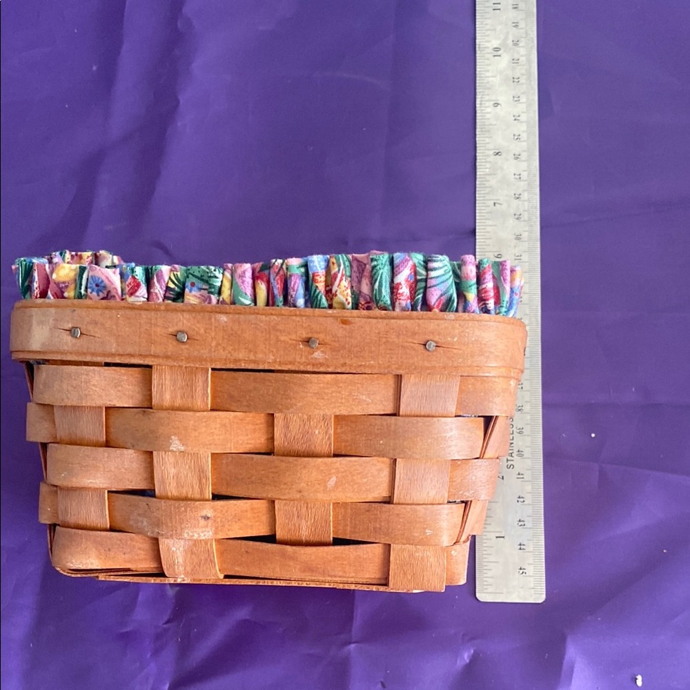 Longaberger Brown Basket with Colorful Liner